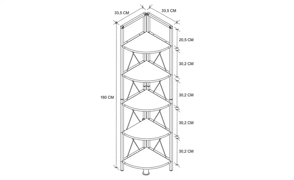 Eckregal Anthrazit 160 cm