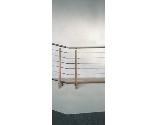 Beukenhouten leuningdrager 60x45 mm voor zijmontage H:1040 mm