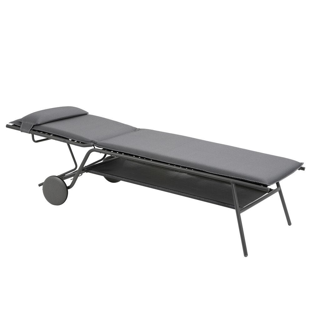 Hohe gepolsterte Sonnenliege Miami II BeComfort® Grau Silver