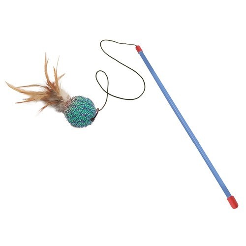 Poleiro azul para gato com bola e penas