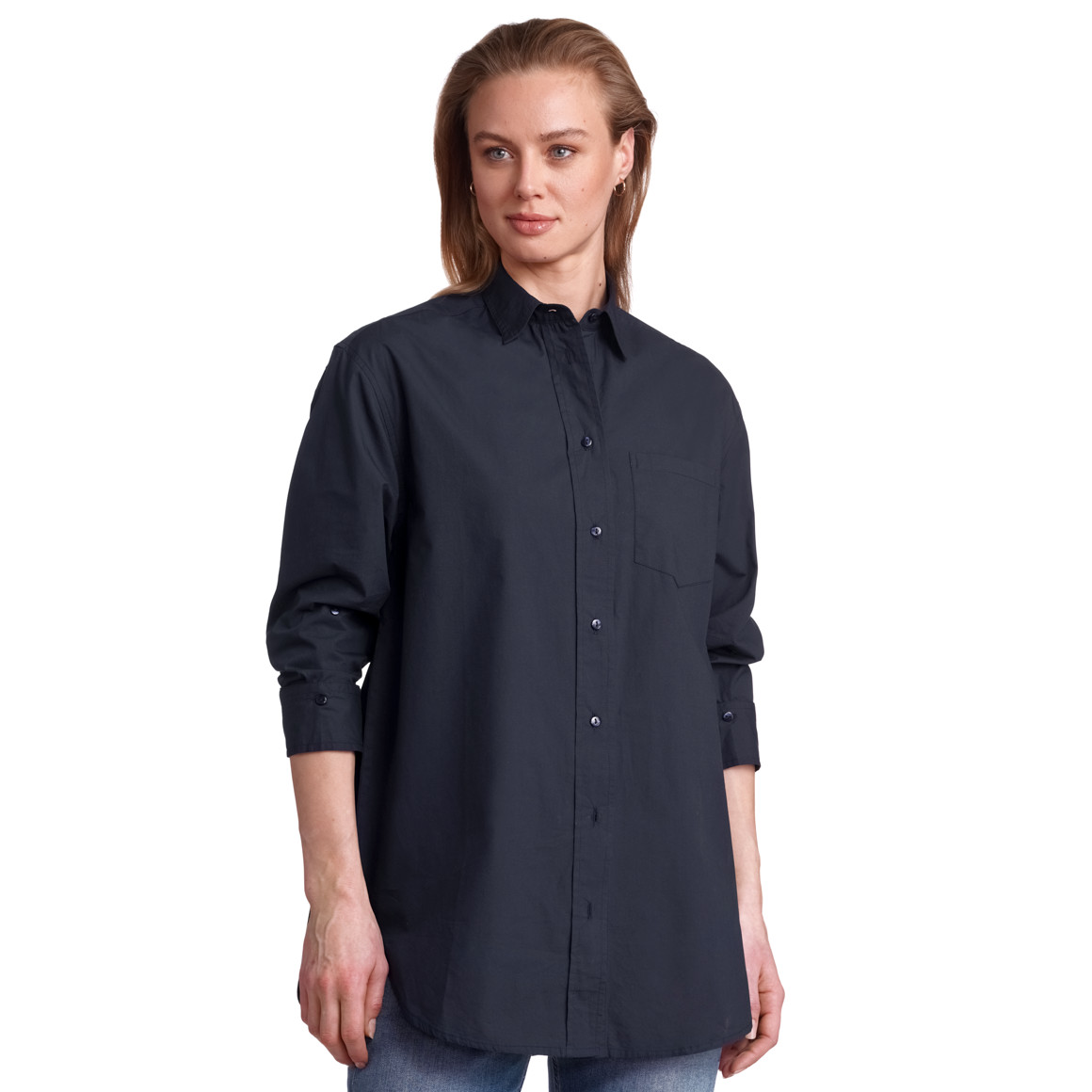Jonas Nielsen Damen Bluse mit Tasche dunkelblau