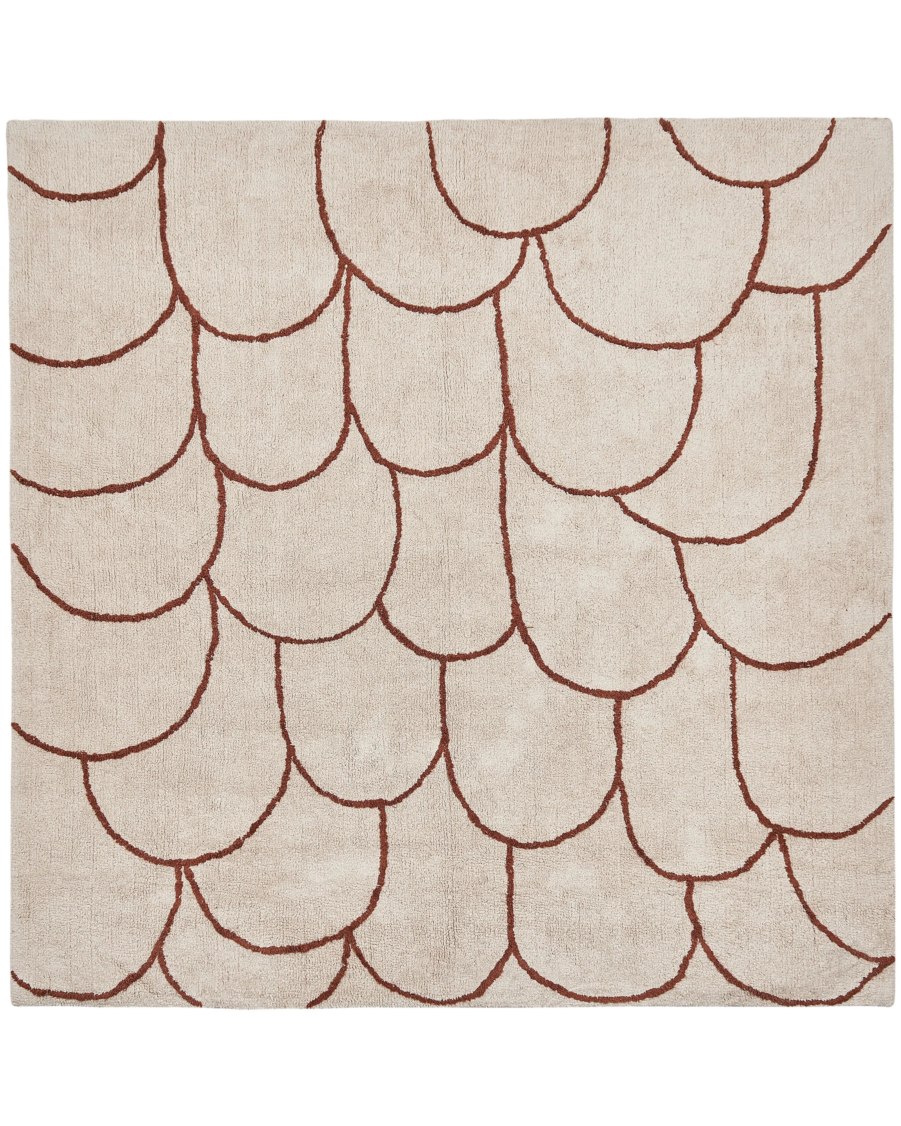 Vloerkleed AVDAN Beige 200 x 200 cm Katoen