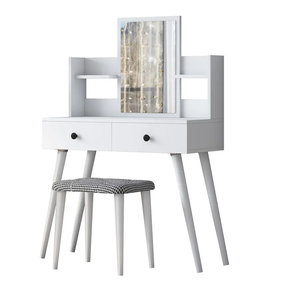 Make-up Tafel Wit - 112cm - Incl. Kruk - Bulon