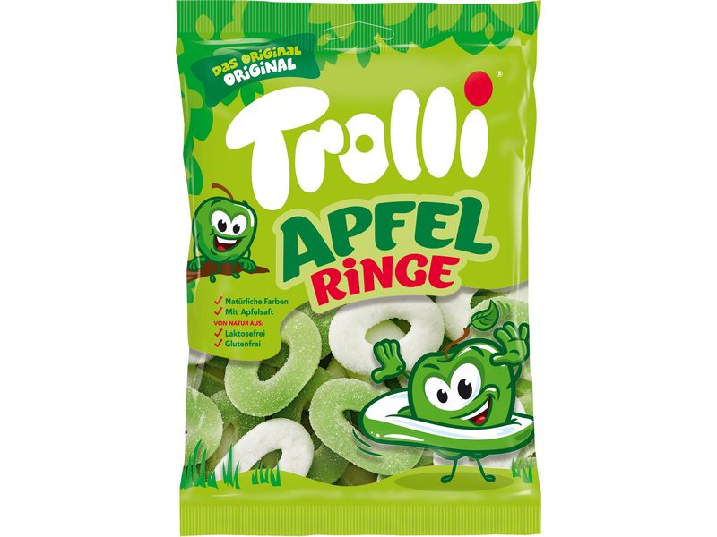 Trolli Gummibonbons Saure Apfelringe 200 g Saure Kaubonbons mit Apfelgeschmack