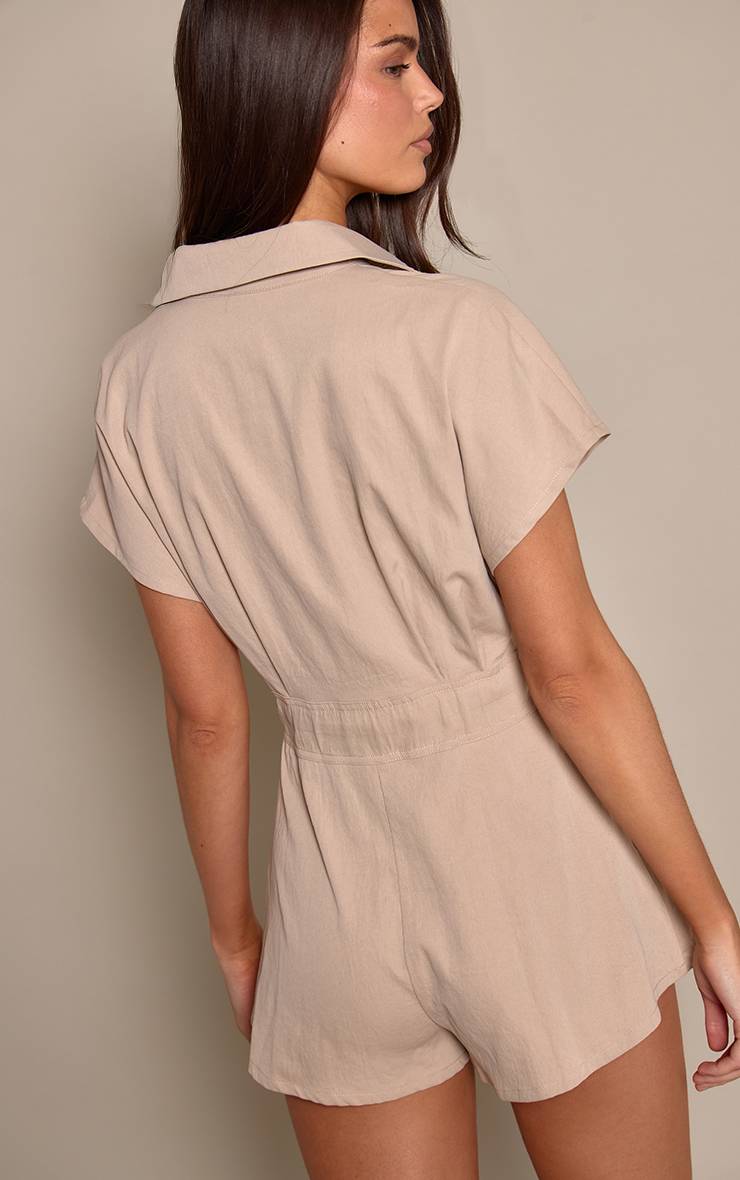 Camel Combi-short Tissée Boutonnée Avec Ceinture