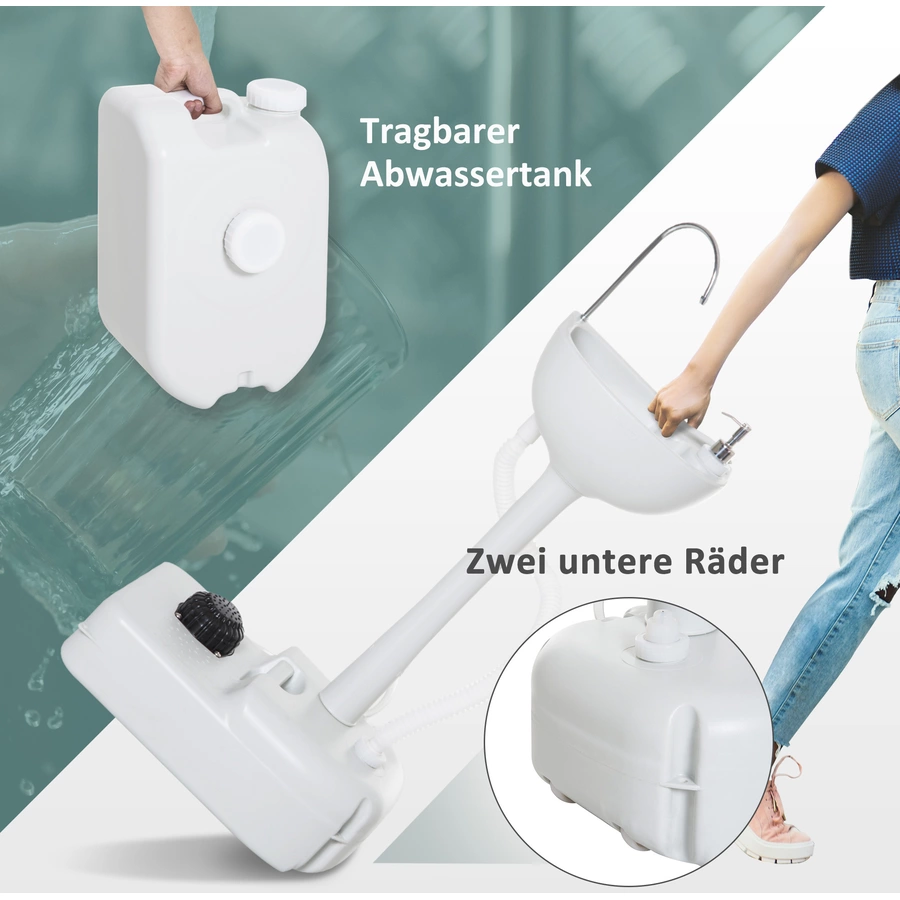Outsunny Camping Waschbecken mit Abwassertank grau