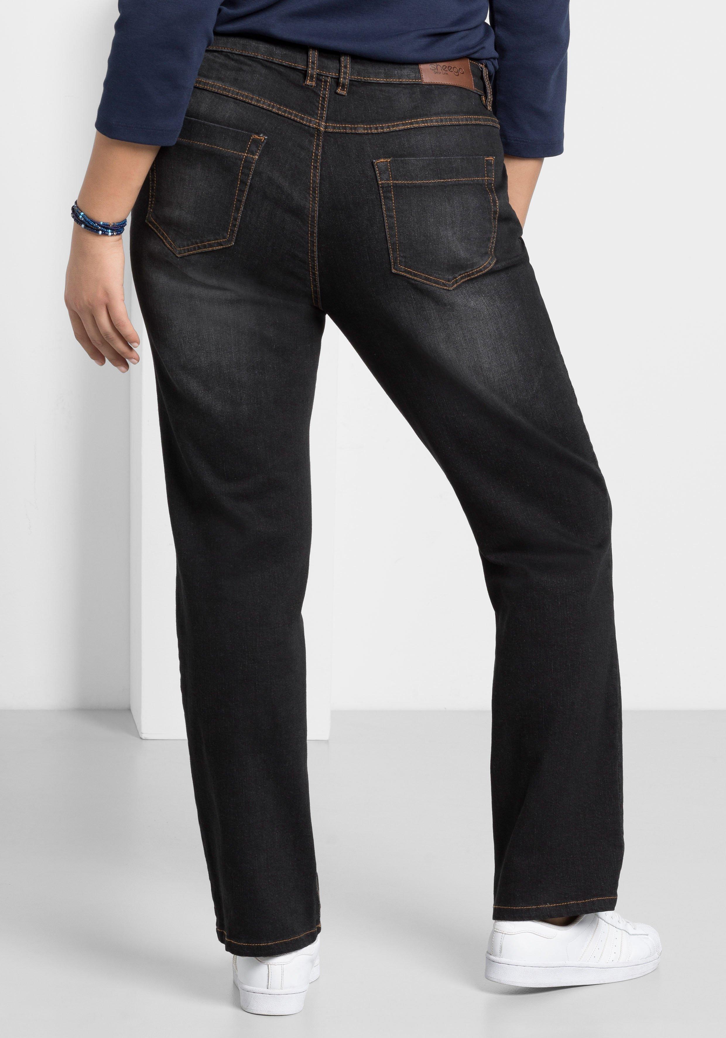 Gerade Jeans mit Used-Effekten