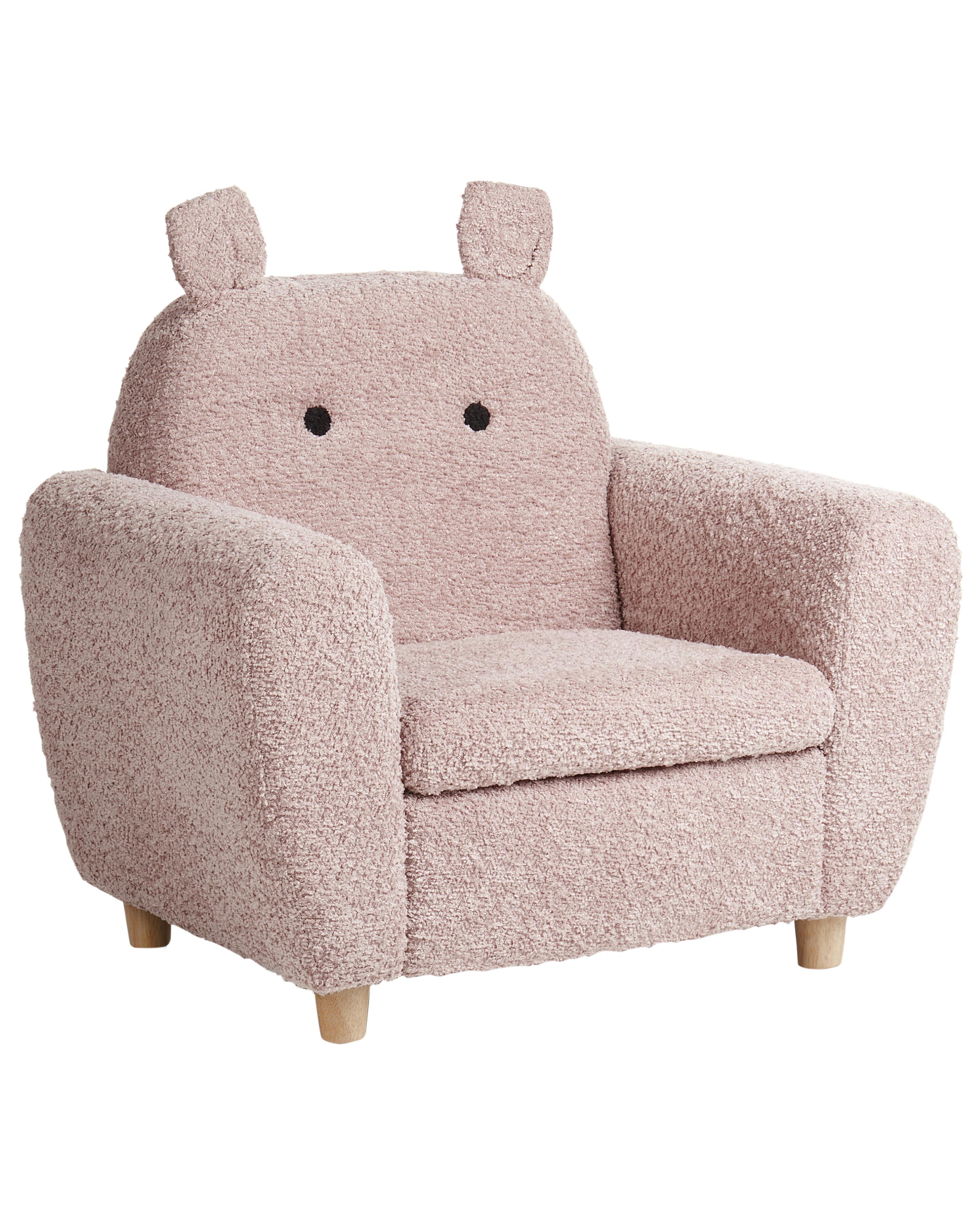 Kinderfauteuil Nijlpaard MARIBO Bouclé Pastelroze