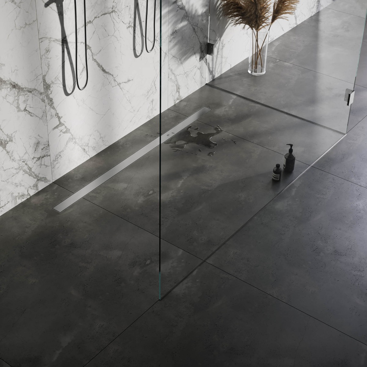 Brauer douchegoot 140x7cm met multifunctioneel rooster en flens RVS geborsteld
