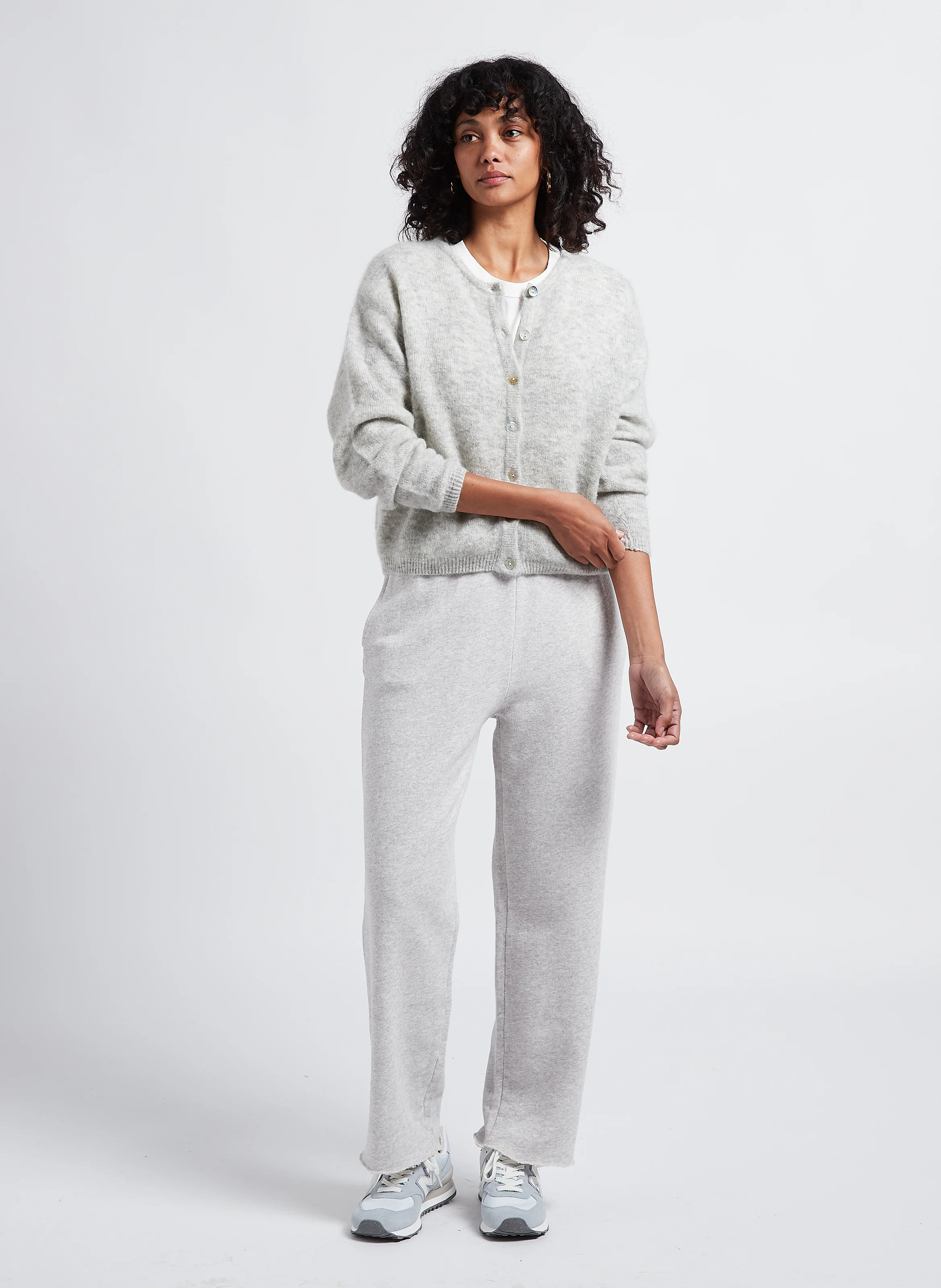 VITOW - Gilet ample col rond en laine mélangée| Gris
