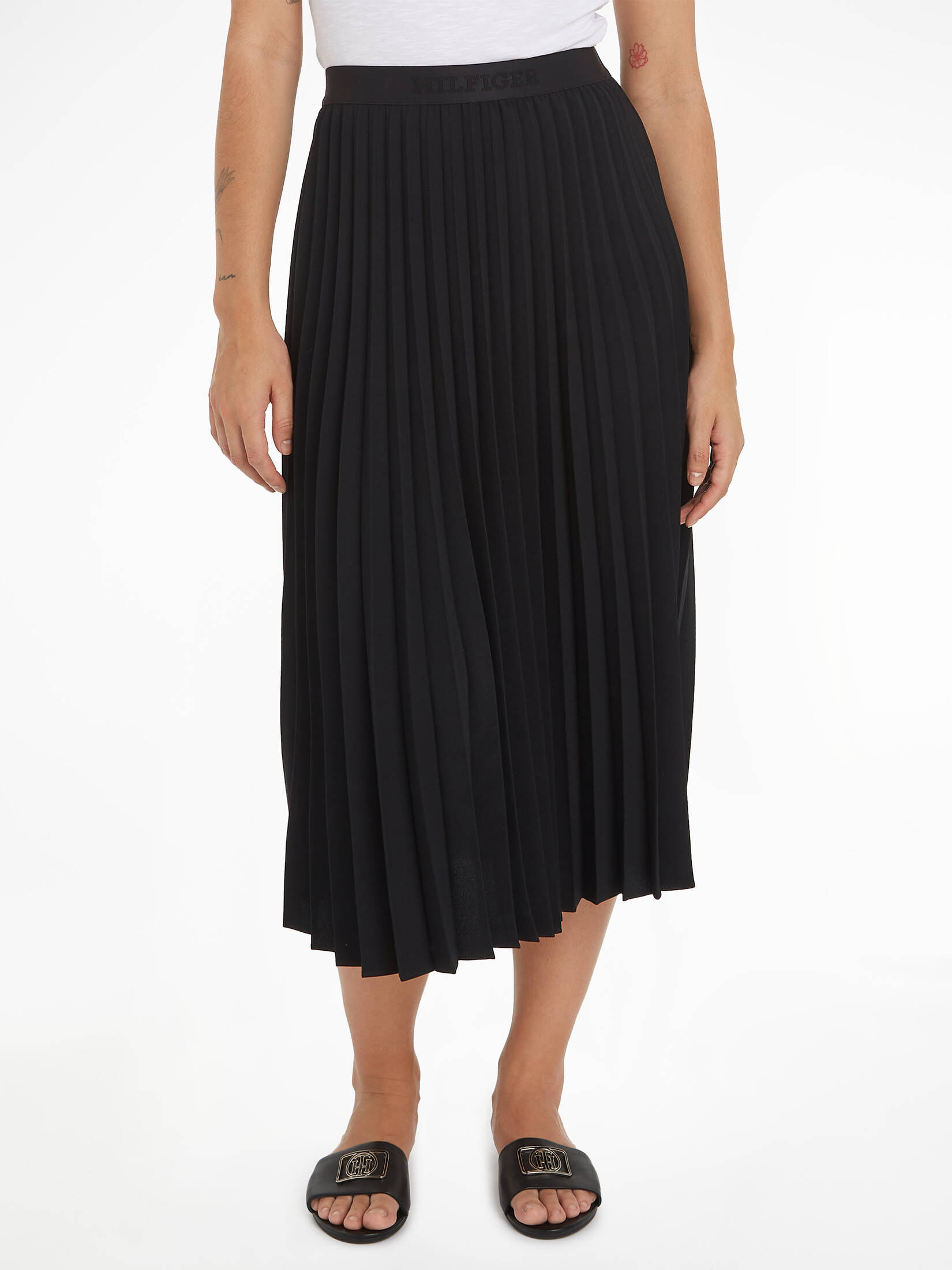 Tommy Hilfiger| Damen Plisseerock FLUID TWILL PLEATED MIDI SKIRT
