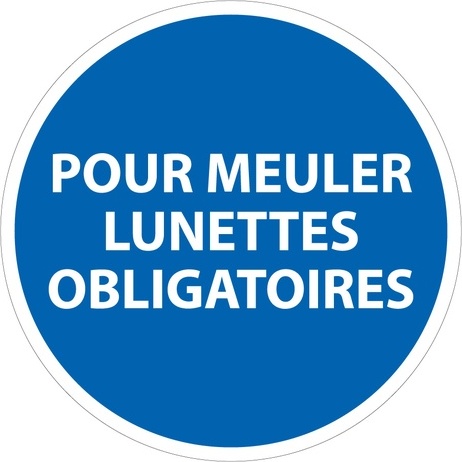 Panneau Meulage lunettes obligatoires ISO 7010 sécurité