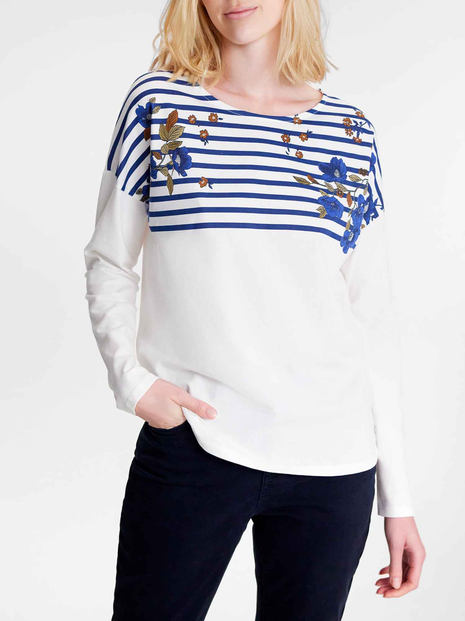 Tee Shirt Femme Esprit Marinière Blanc