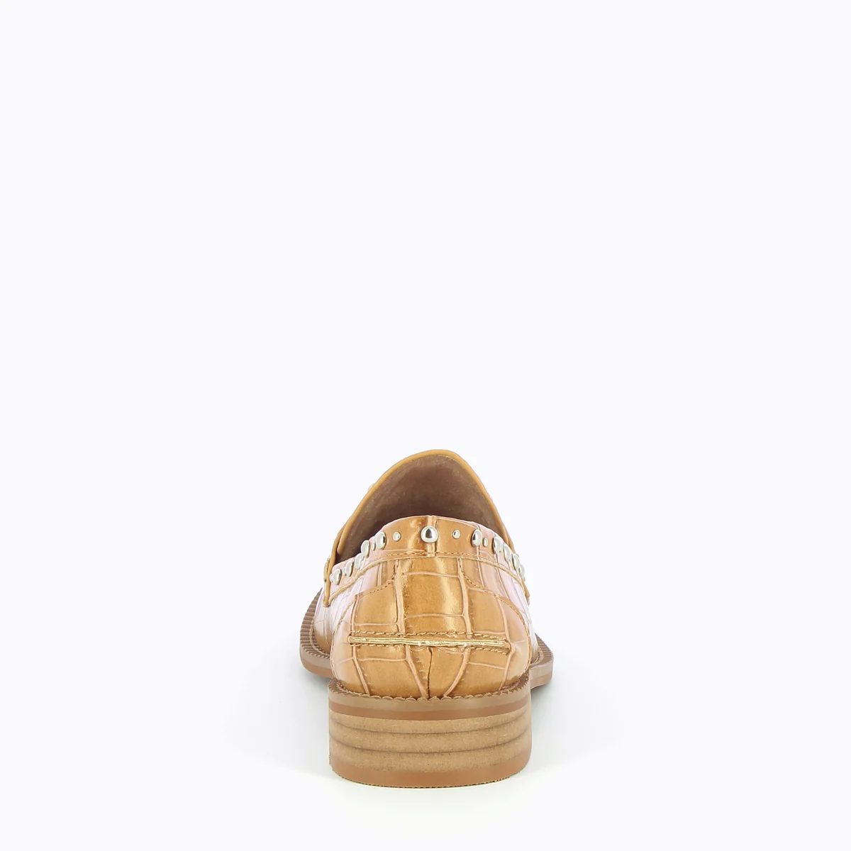 Mocassins, Derbies, Ballerines-Mocassins Nadège camel effet croco à clous