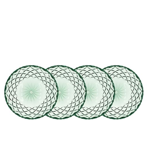 Lyngby Glas Sorrento 4-pak Asiet, Grøn, Ø16 cm