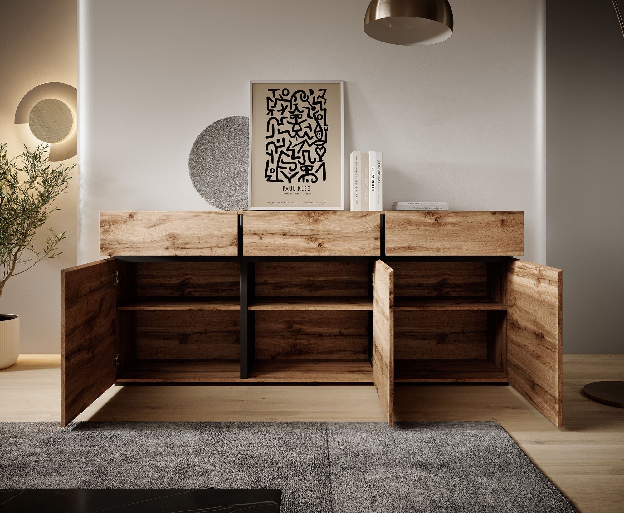 Cainan - Dressoir - Eiken/zwart - 180x40x78 cm
