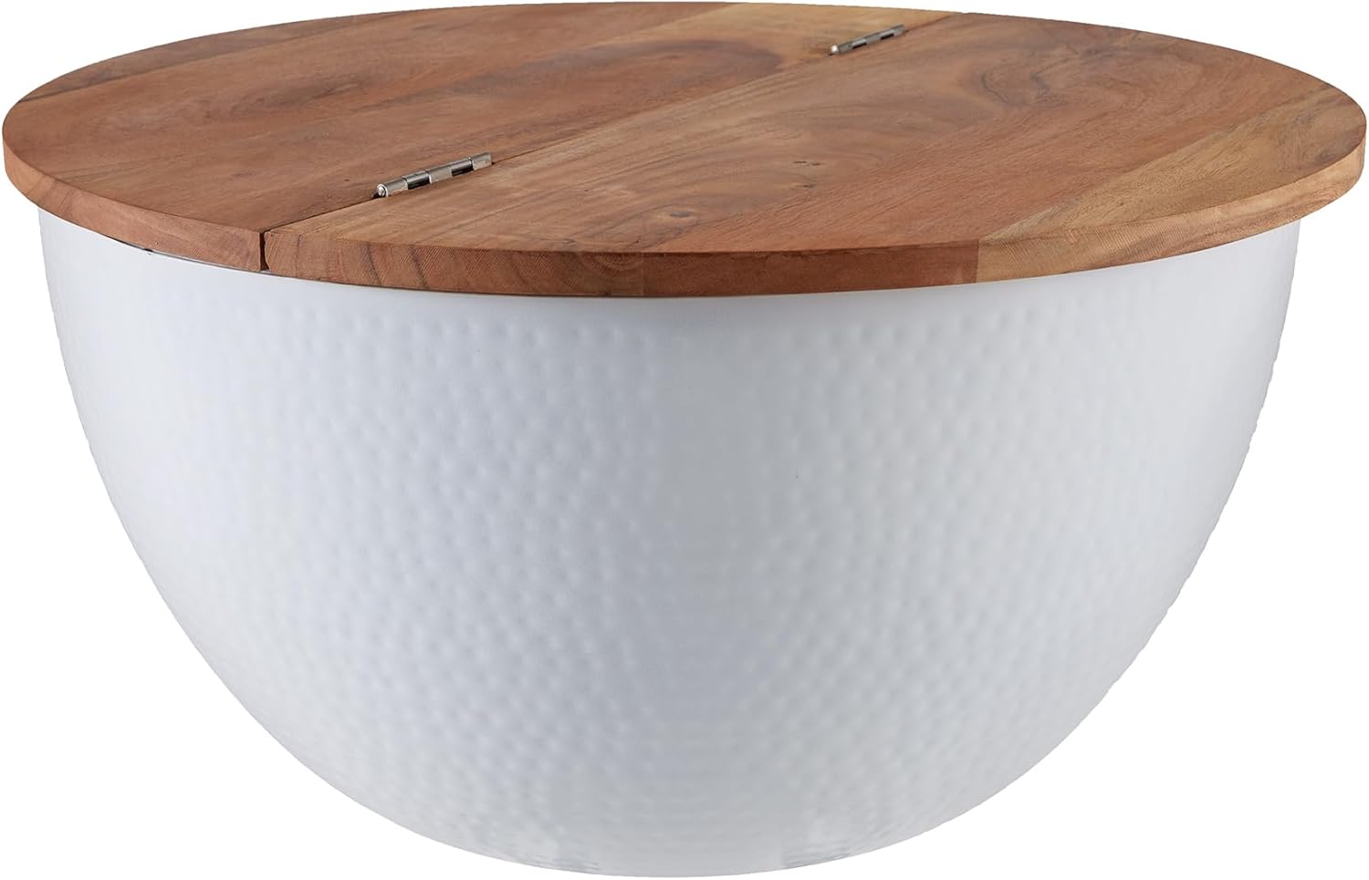 Riess Ambiente Handgefertigter Couchtisch Orient Storage 60cm weiß im Classic Hammerschlag Design Akazie mit Stauraum