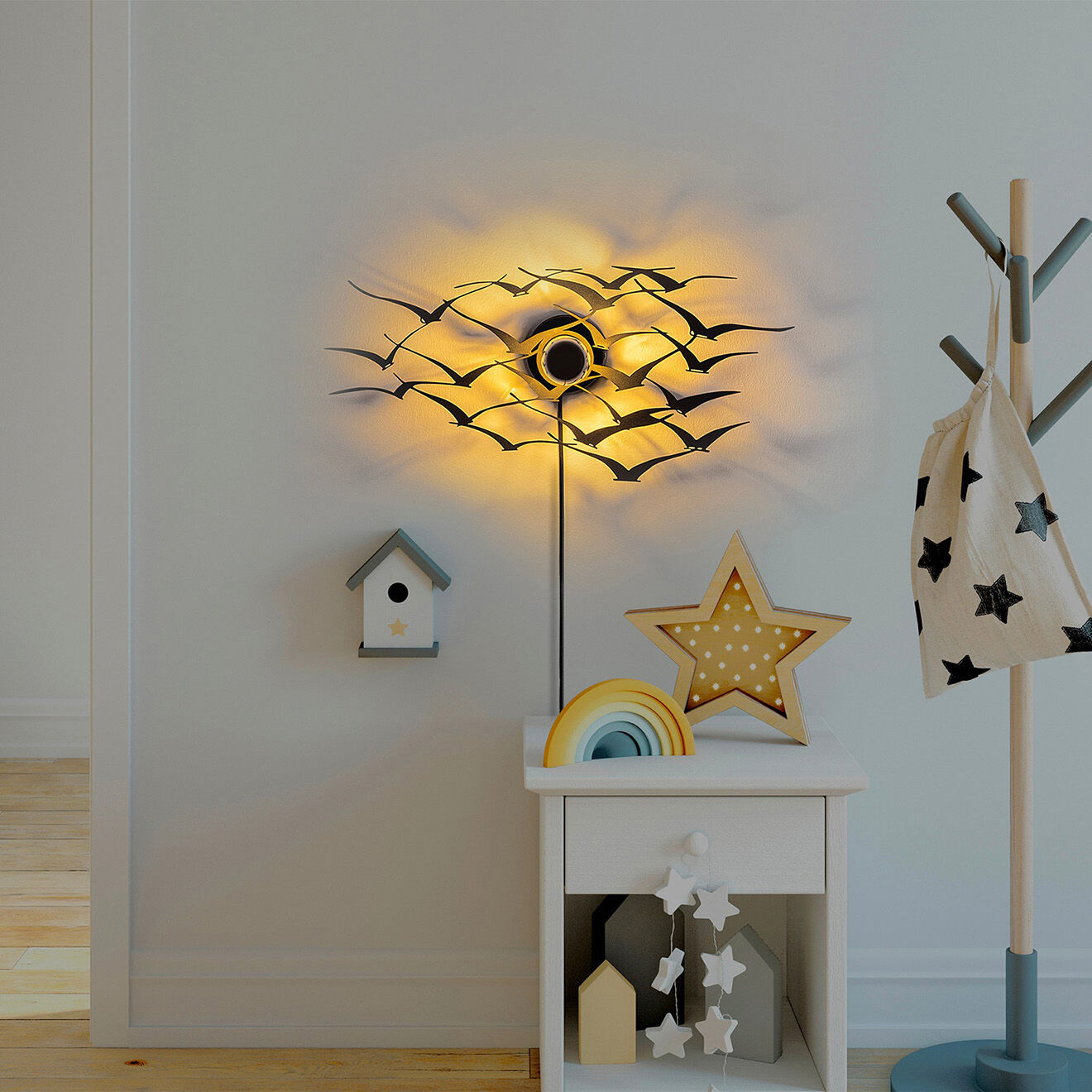Sheen Applique murale Flying Birds noire - 60x27x9 cm