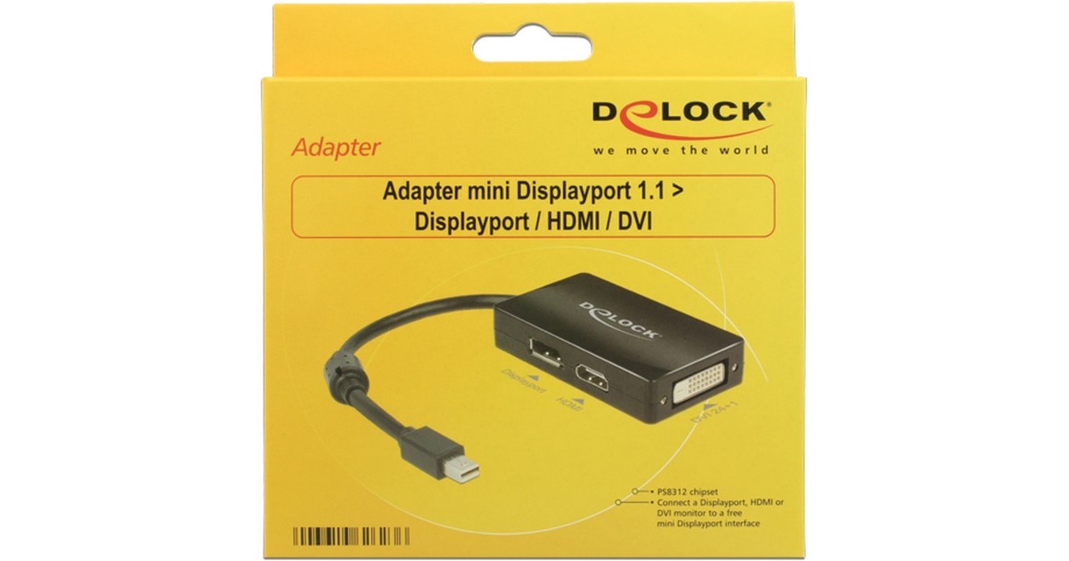 DeLOCKMini DisplayPort > DisplayPort/HDMI/DVI adapter  (Zwart, 0,16 meter)