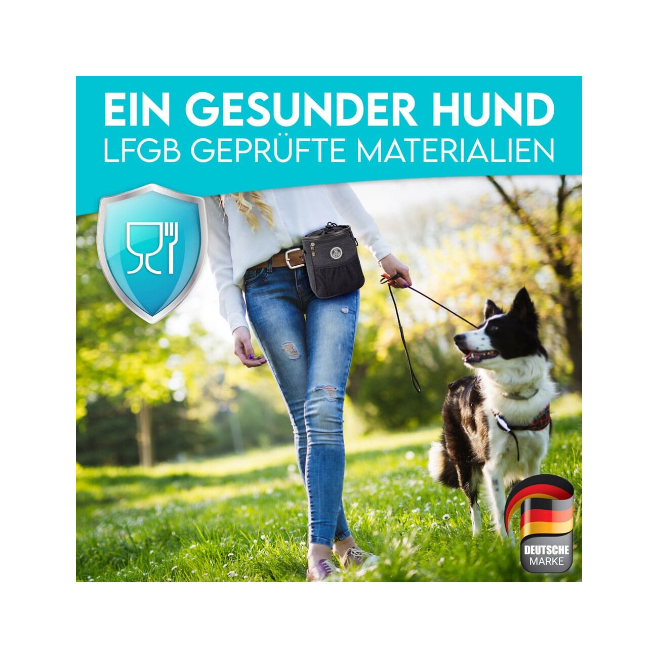 HUND IST KÖNIG ® Premium Leckerlibeutel für Hunde | Robuster Futterbeutel Hunde mit viel Stauraum schwarz