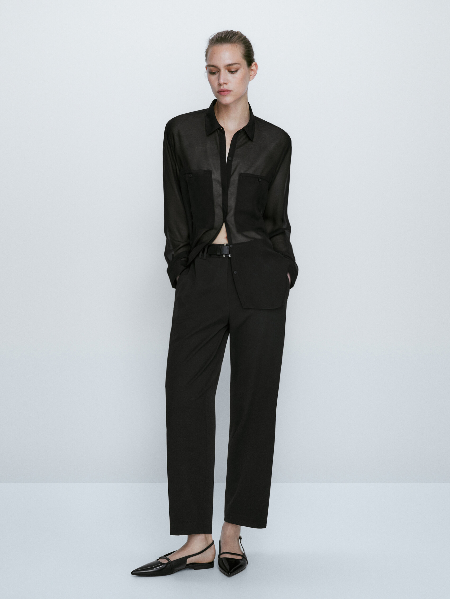 Calça cropped com forro duplo - PRETA