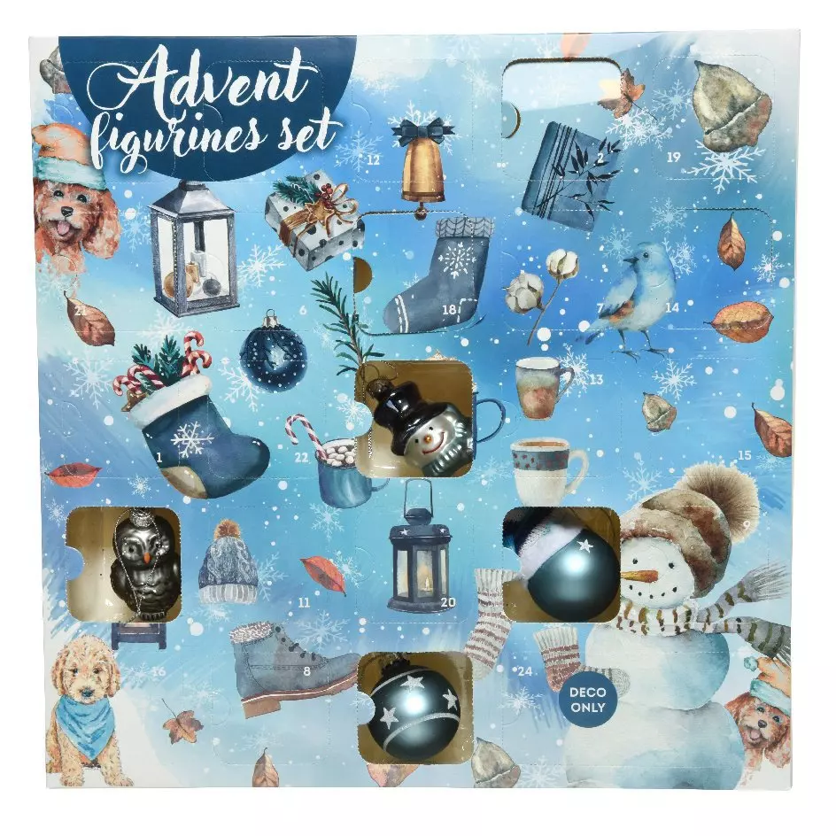 Calendrier de l'Avent décorations incluses Bleu