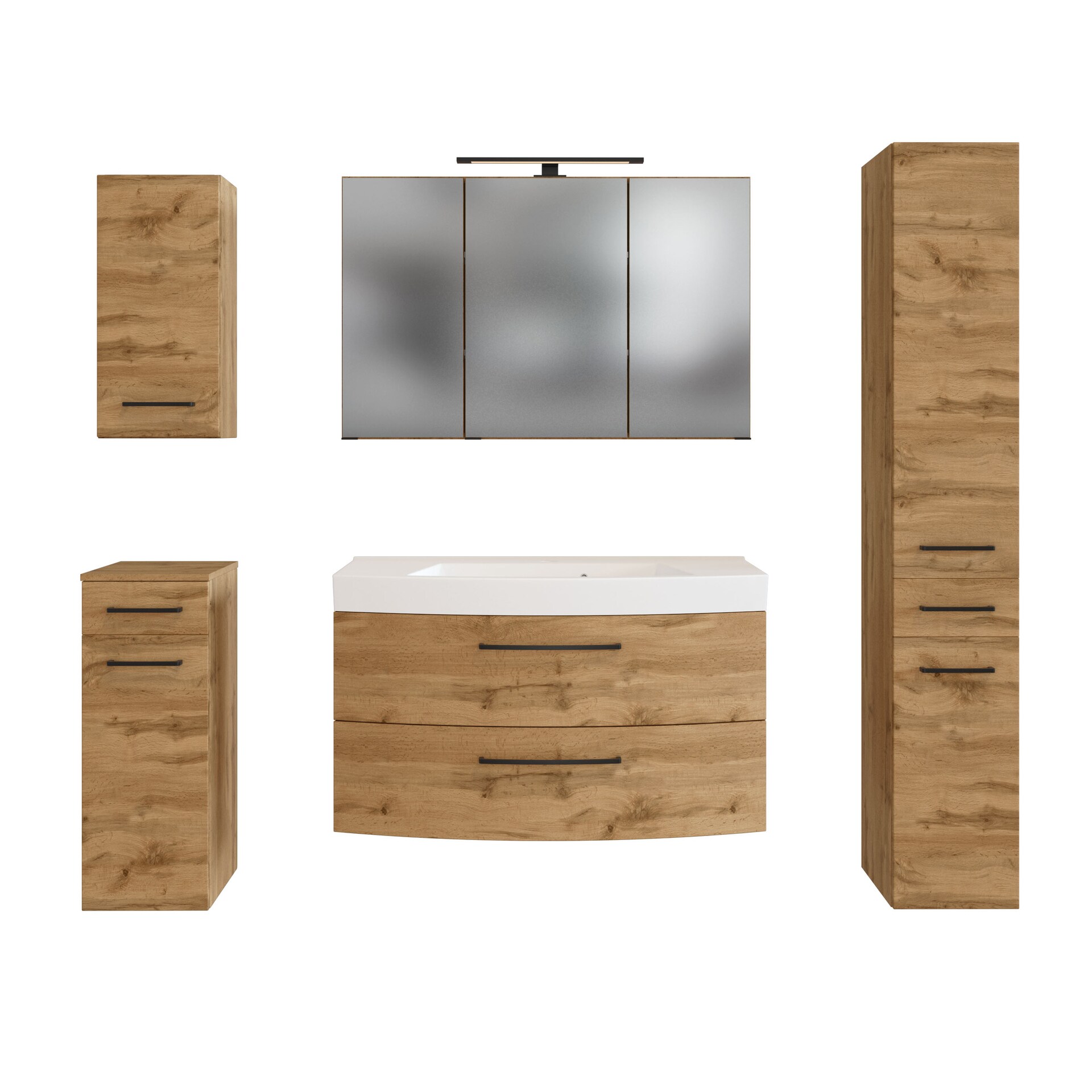 Badkombination Limburg braun 160 cm 5-teilig B/H/T 160x200x50 cm