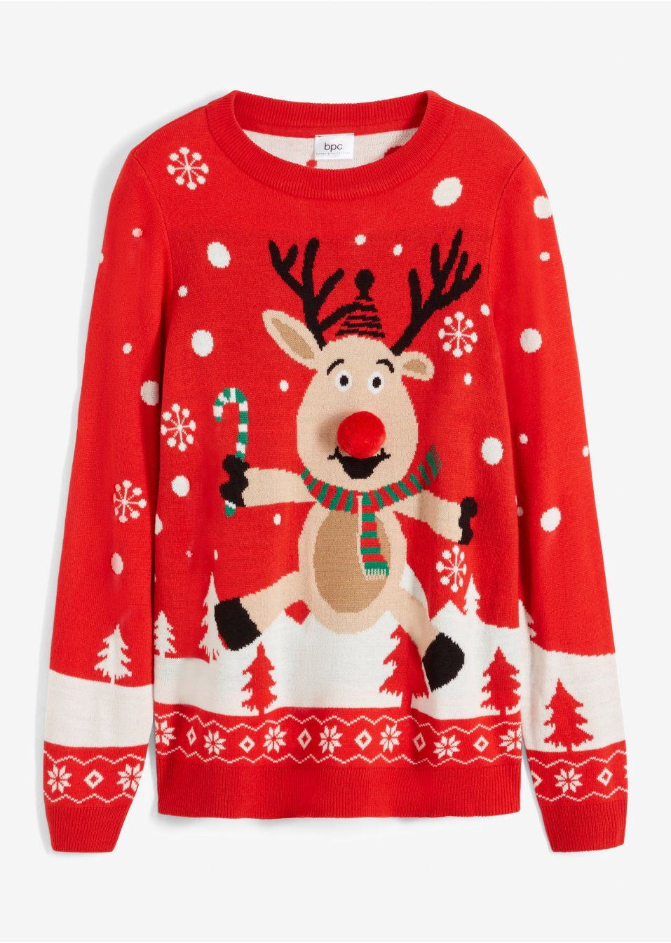 Pull motif Noël avec encolure ronde