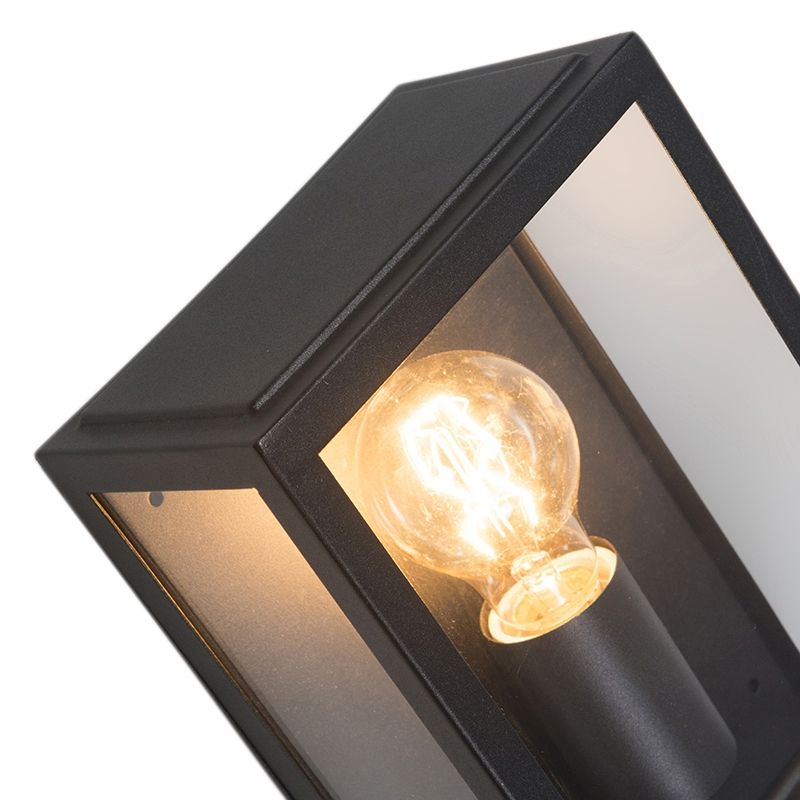 Industriële buiten wandlamp zwart met glas 25,5 cm IP44 - Rotterdam