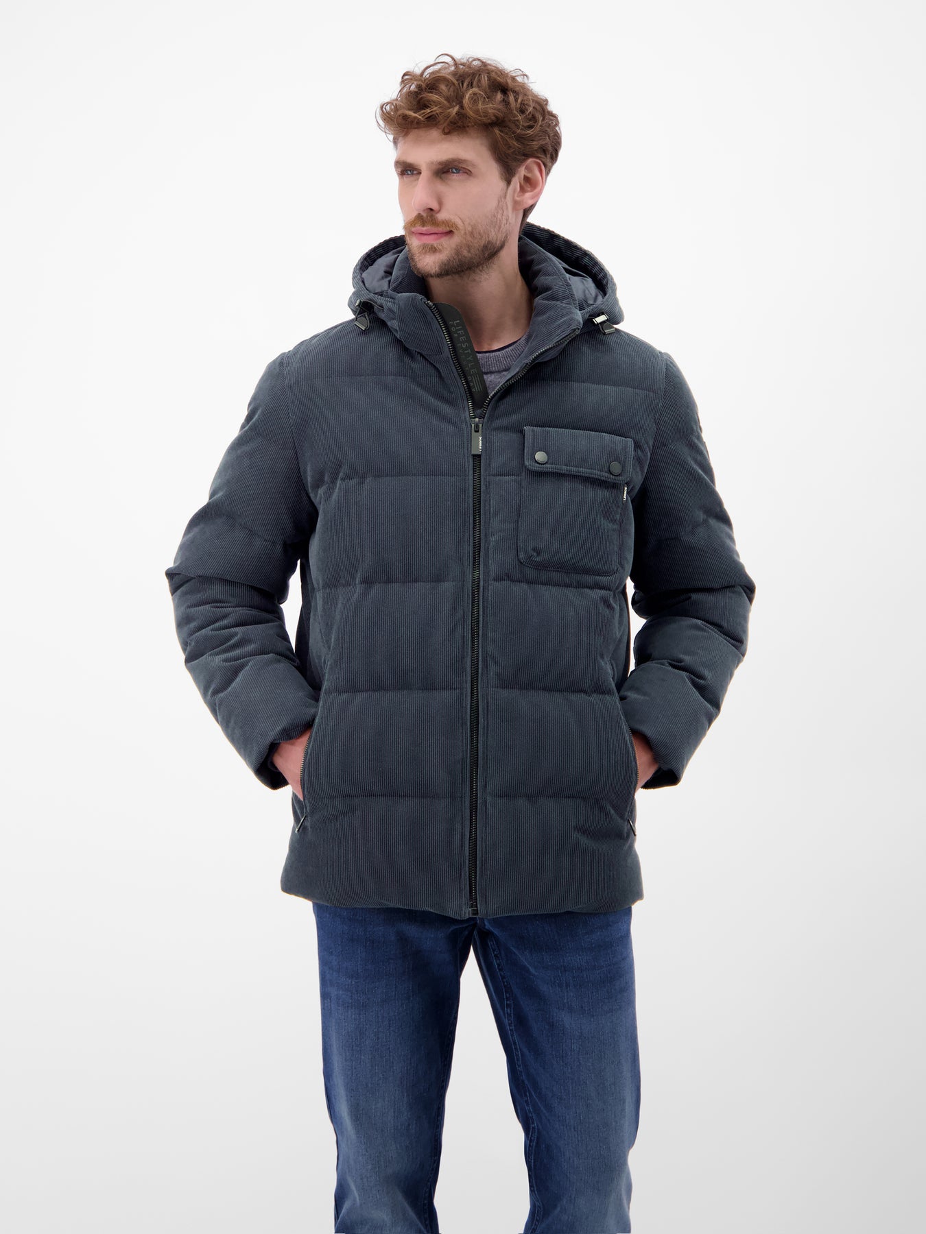 Herren Steppjacke in funktionaler Cord-Optik