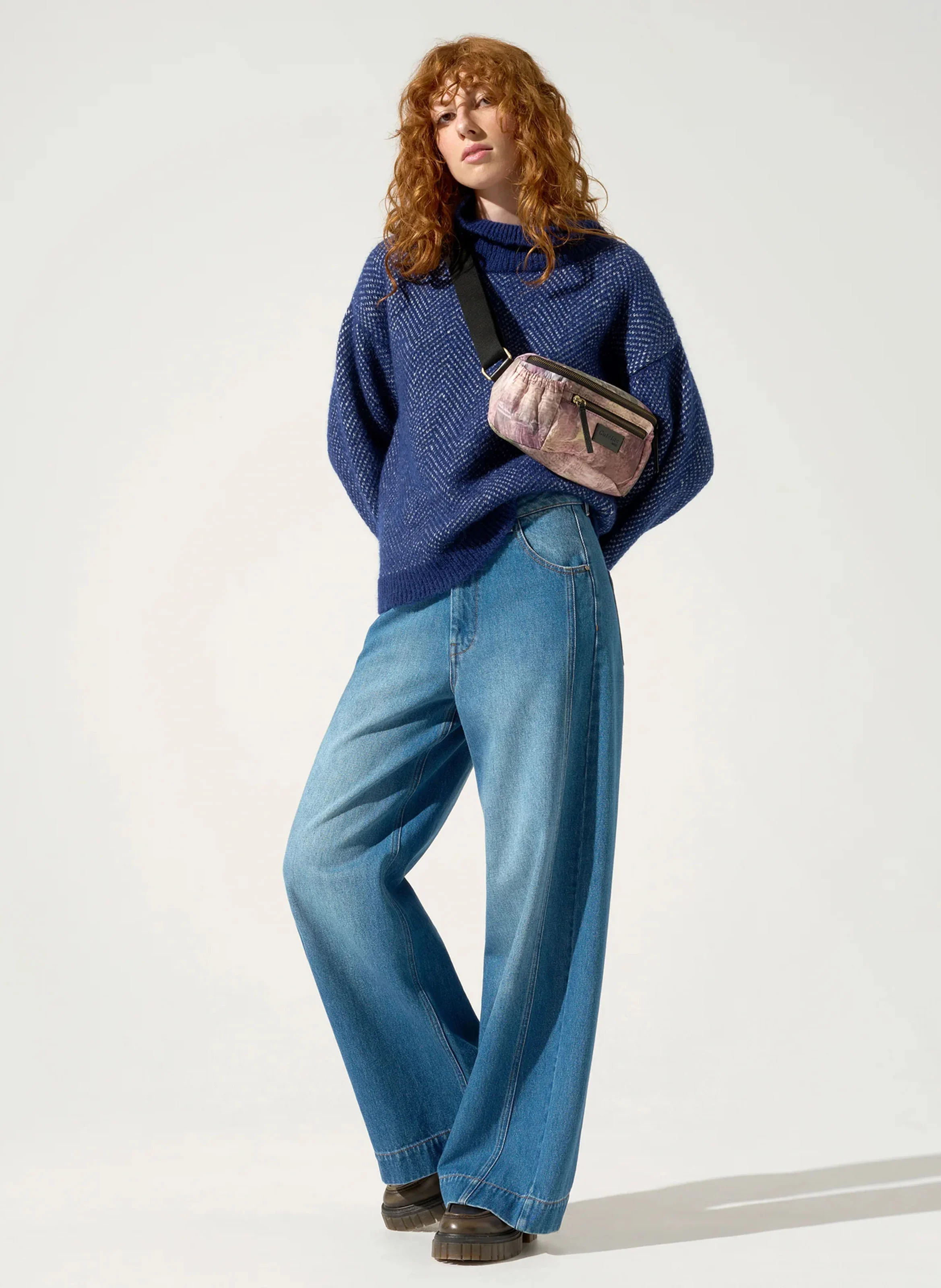AZRA - Pull ample grosse maille| Bleu