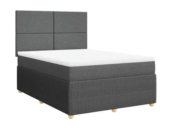Sommier à lattes de lit avec matelas Gris foncé 140x190cm Tissu