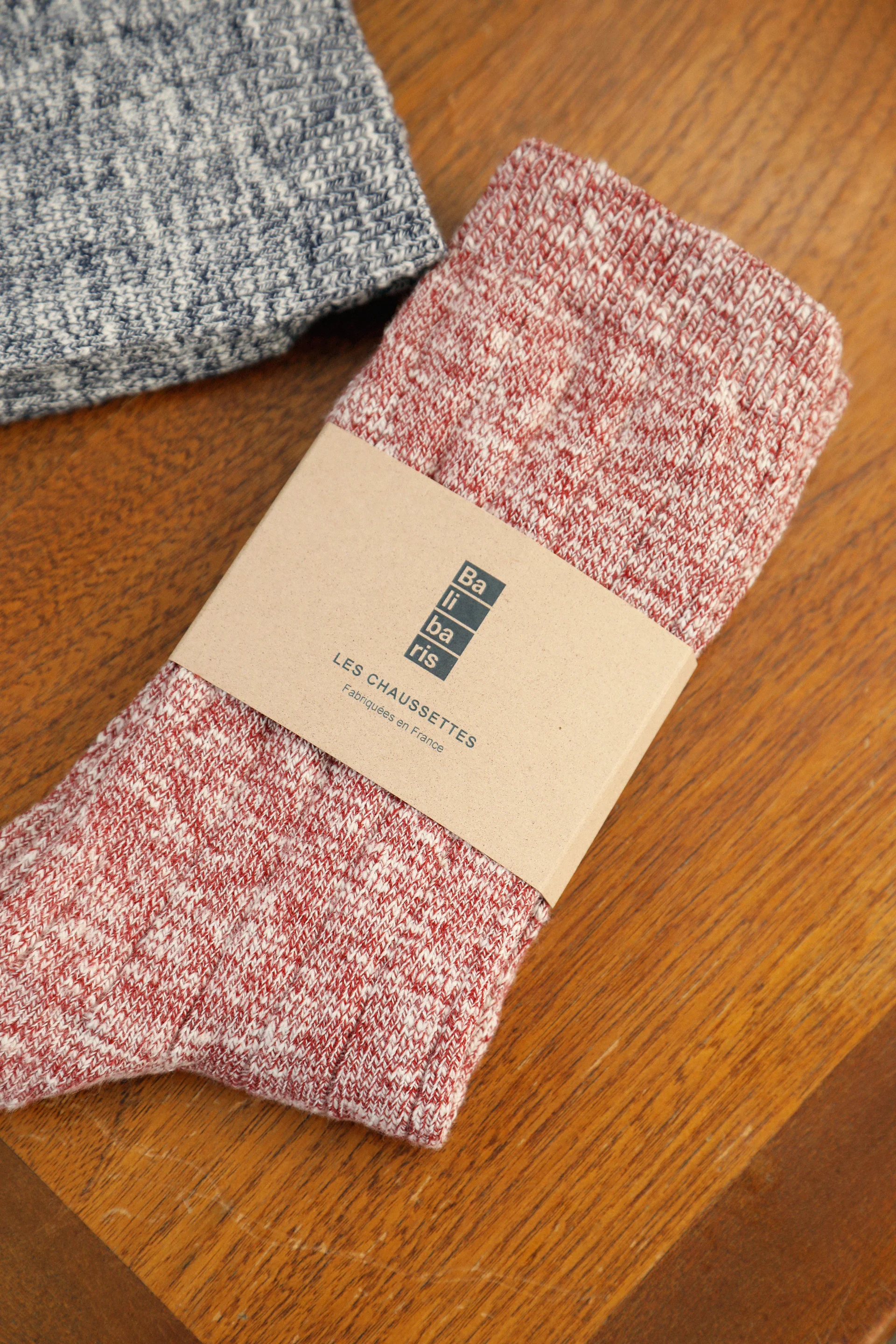 Chaussettes Ben Bordeaux et Ecru
