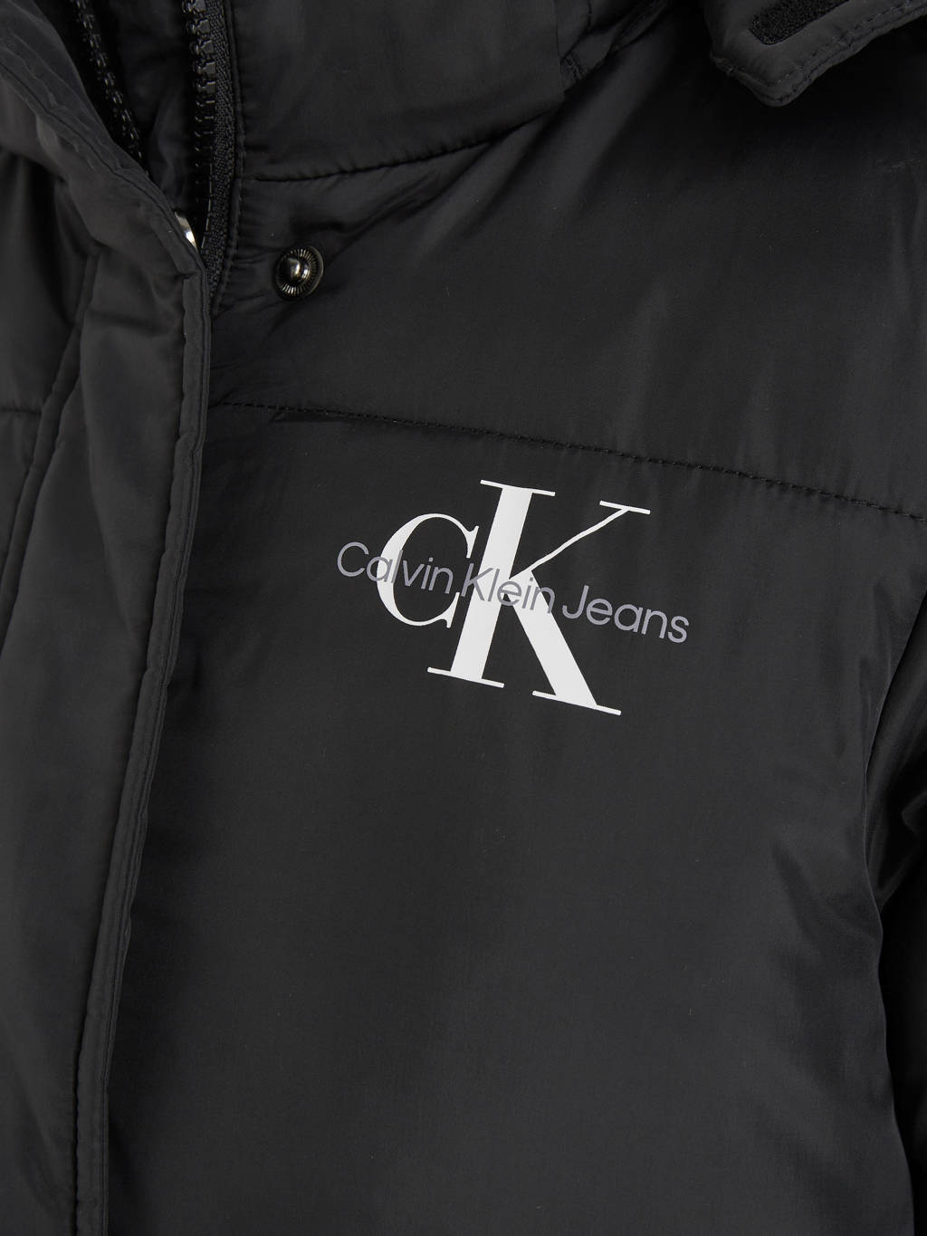 Calvin Klein gewatteerde winterjas van polyester zwart