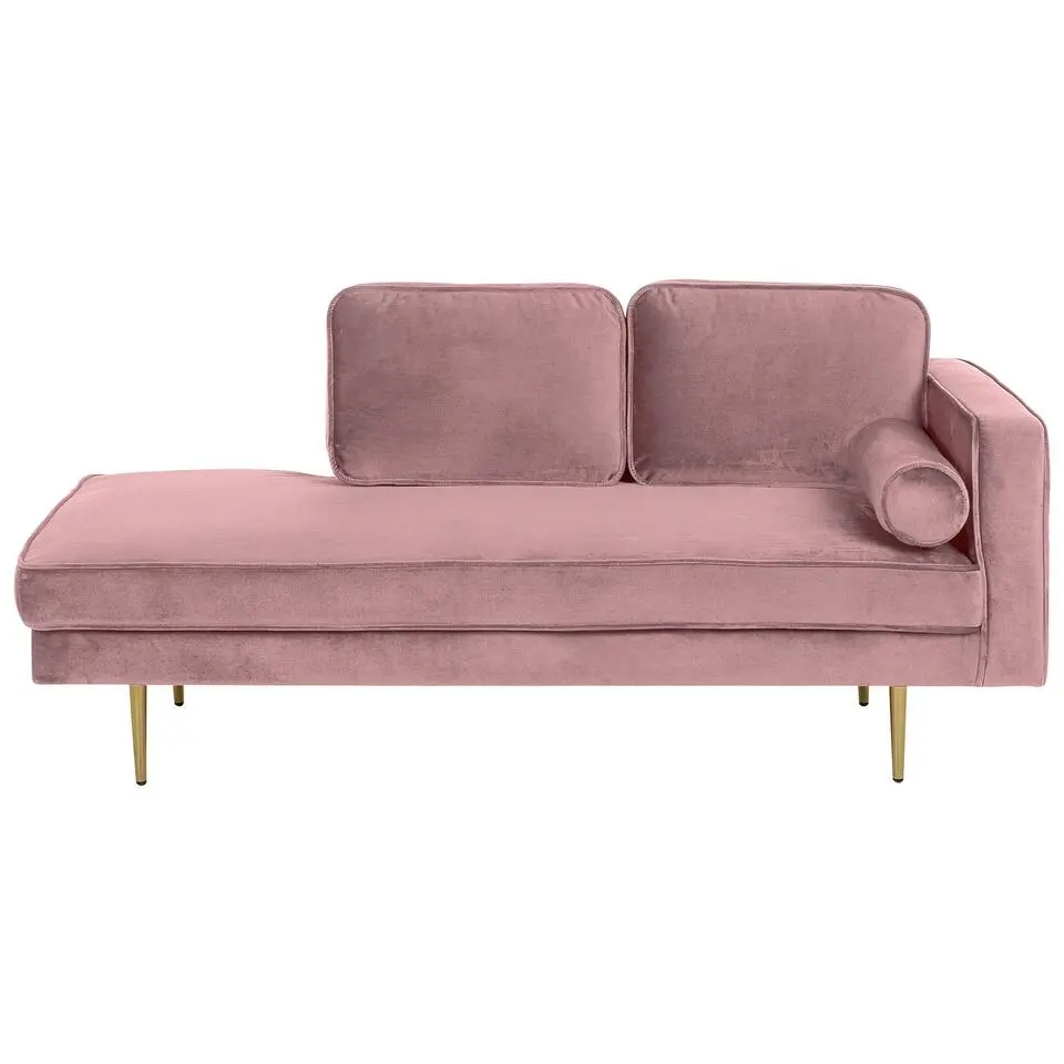 MIRAMAS - Chaise longue - Roze - Rechterzijde - Fluweel