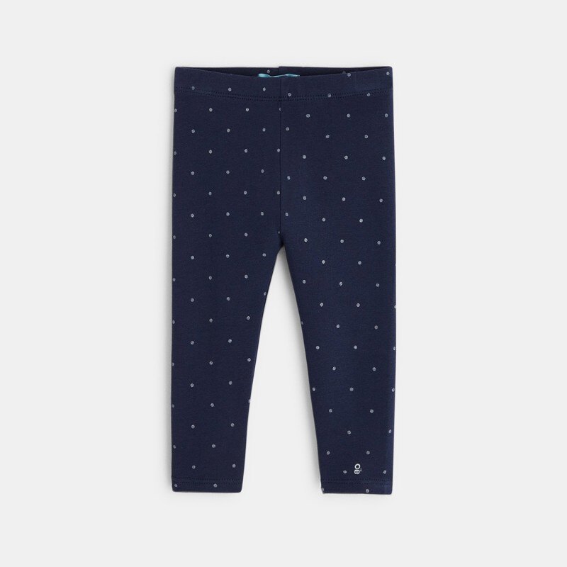 Legging molleton bio imprimé pois bleu bébé fille Bleu