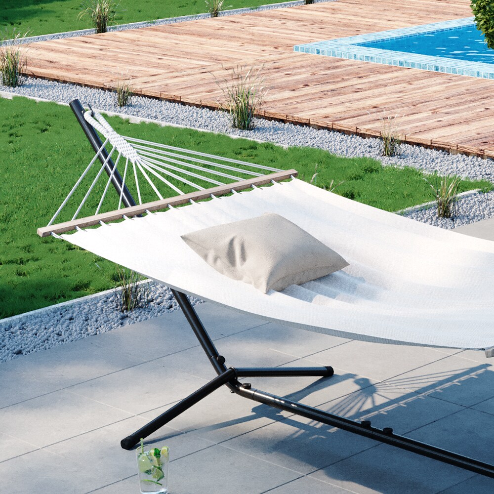 Hängemattengestell Hängematte mit Gestell 350cm weiß Metallgestell Sonnenliege