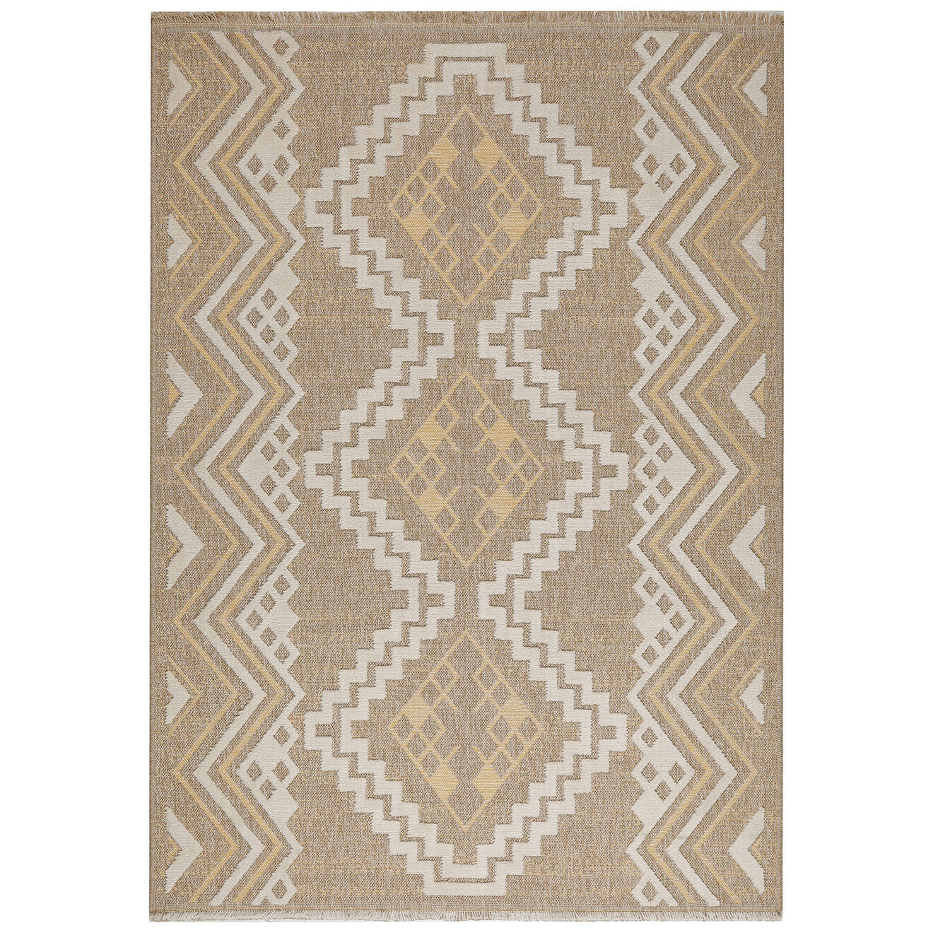 Nazar Rugs Tapis aspect jute TULUM 9054 intérieur & extérieur jaune - 60x180 cm
