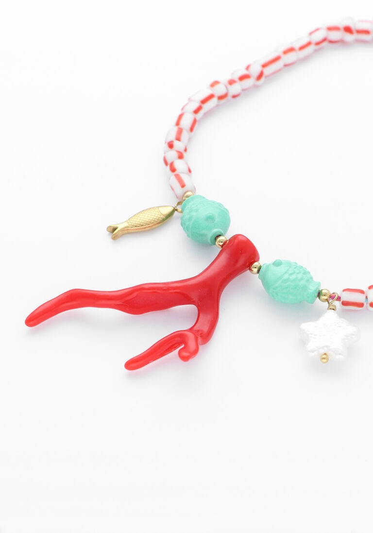 roze bonnie studios sieraad pendant party red necklace