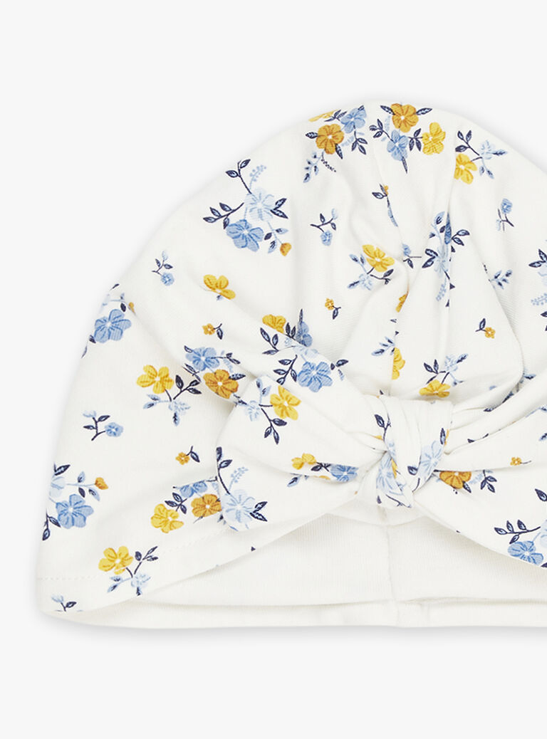 Bonnet écru à imprimé fleuri
