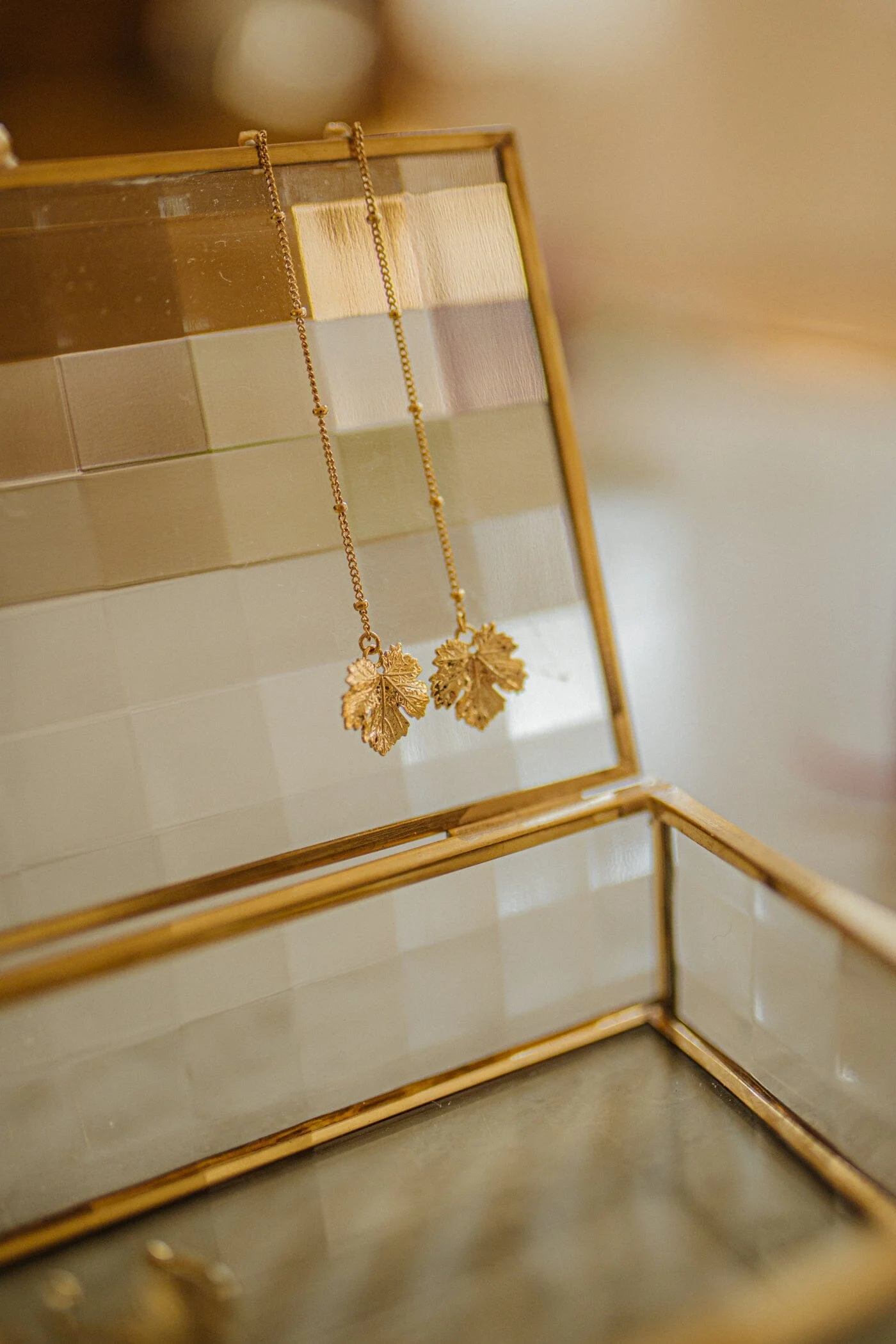 HÉRA - Boucles d'oreilles pendantes feuilles plaqué argent | Doré