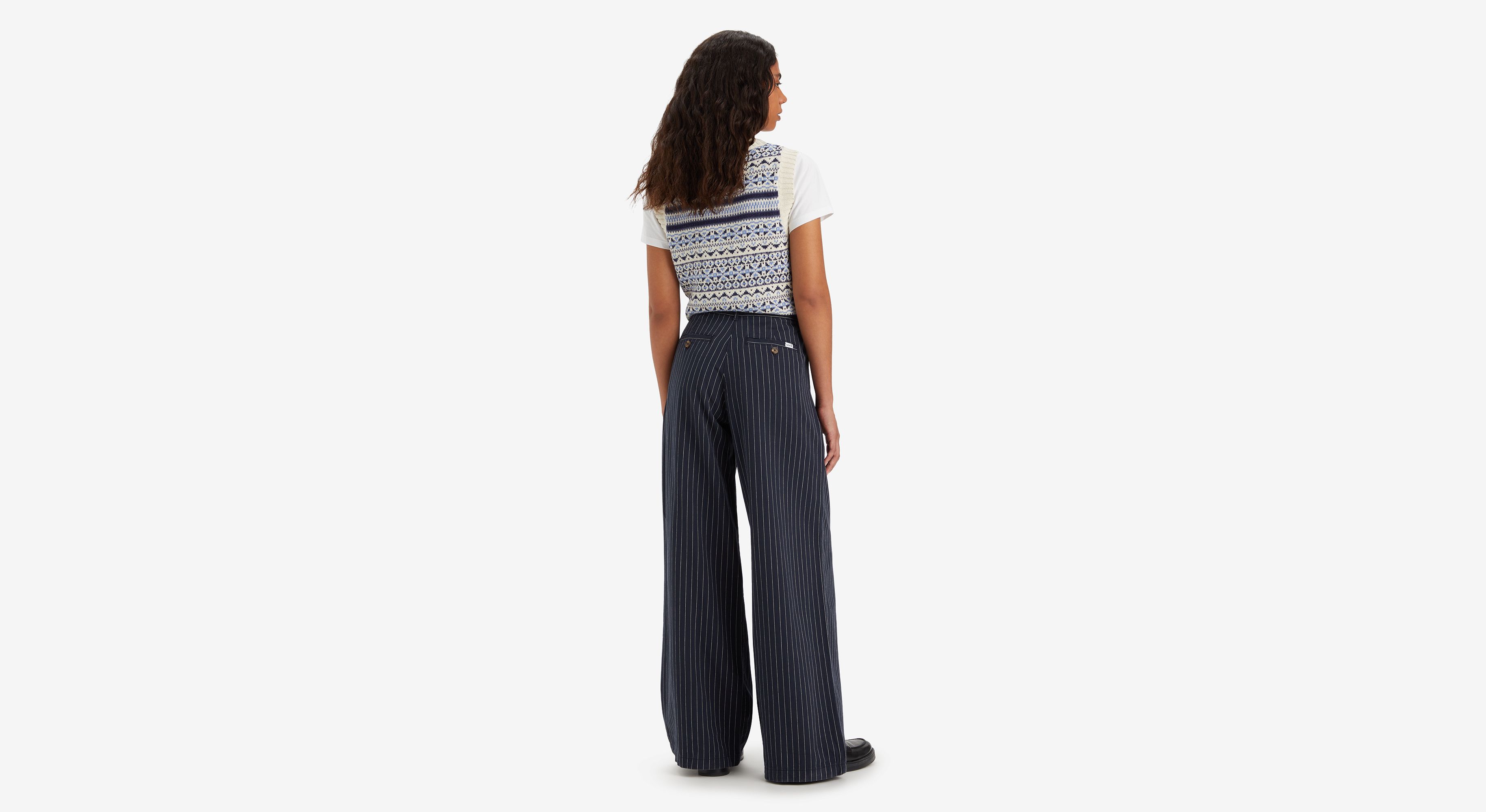 Pantalon à pinces Wide Leg - Lois Stripe - Bleu