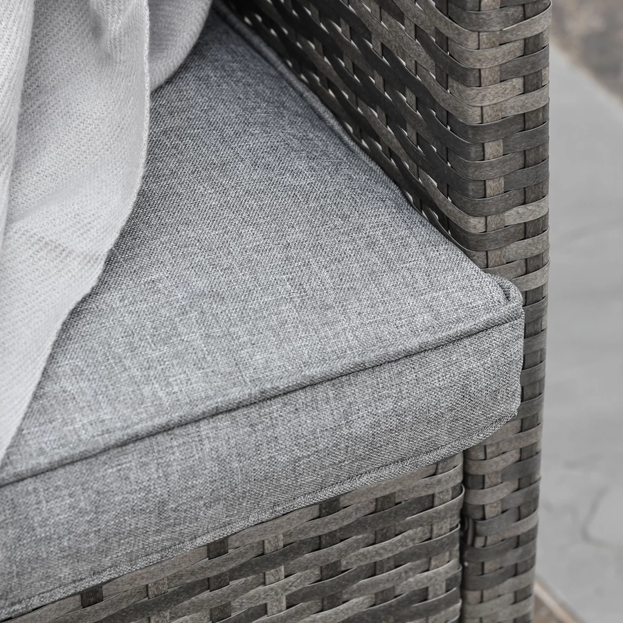 Outsunny Rattan Loungesofa als 3-Sitzer grau