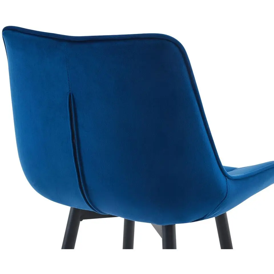 CLP Set van 2 Barkruk Dartford mat zwart Frame - Fluweel - blauw