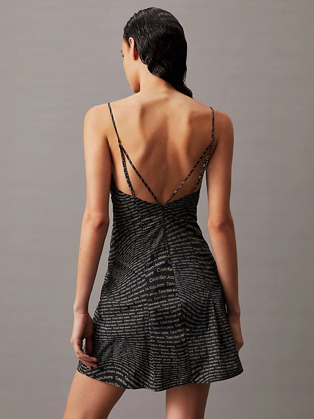 Vestido slip com logo por toda a peça
