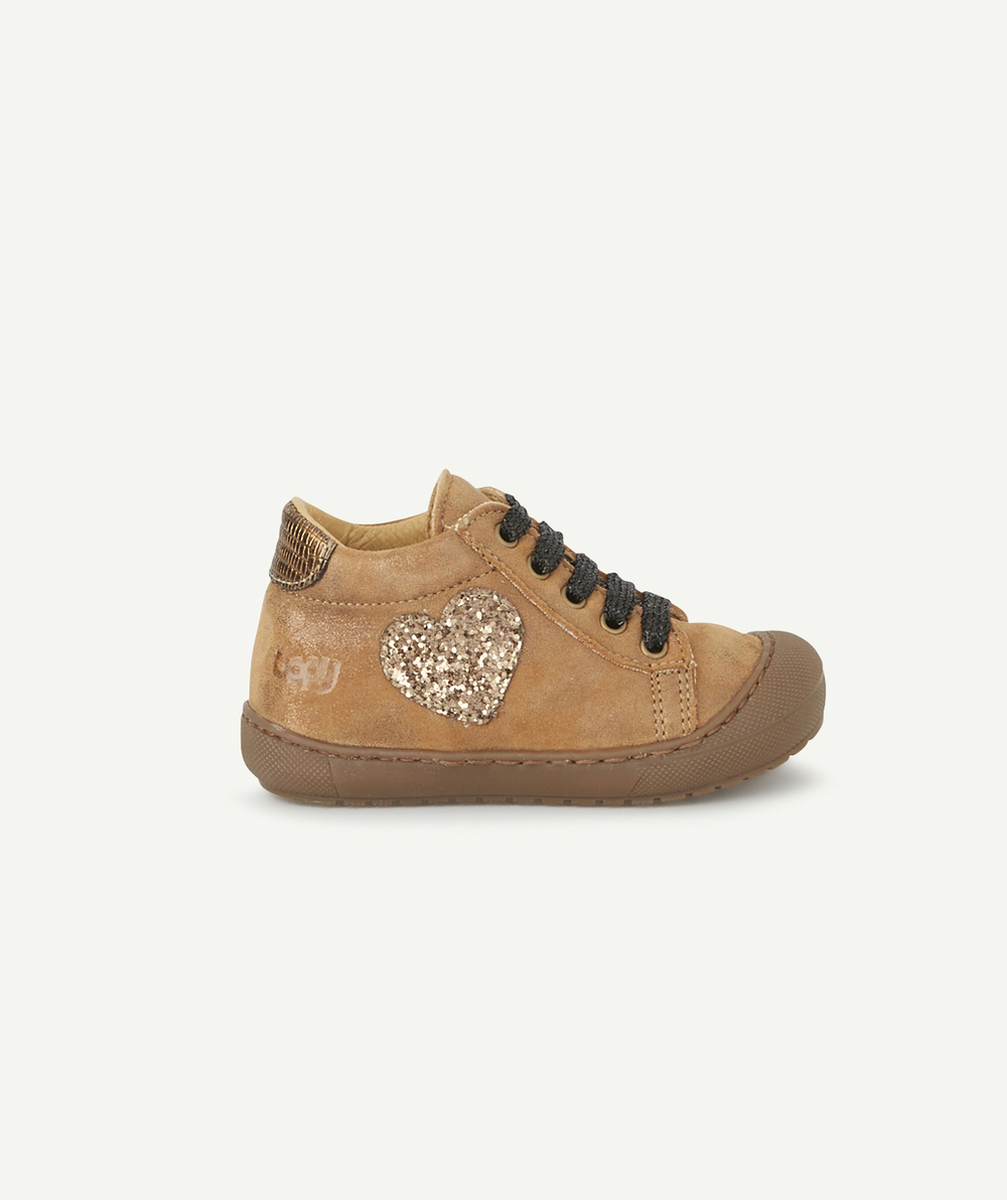 BOPYBOTTINES PREMIER PAS EN CUIR MARRON AVEC COEUR