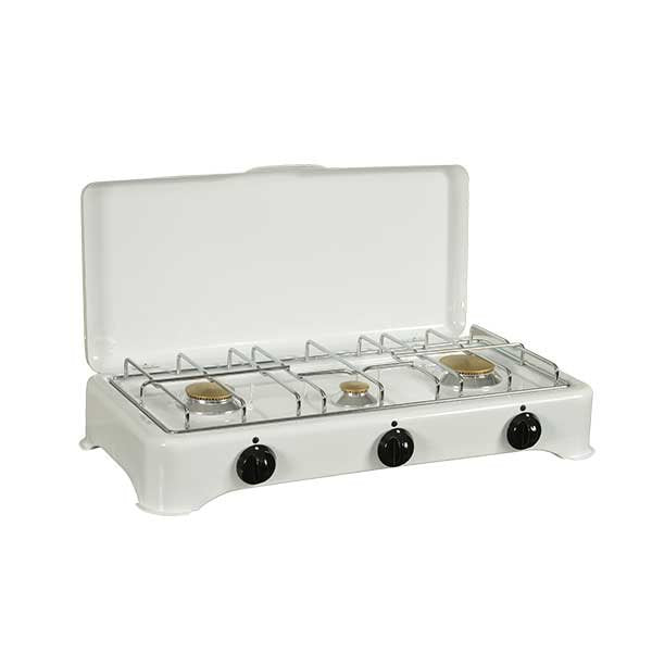 Réchaud gaz 3 brûleurs émaillé blanc 5327C Kitchen Chef Professional