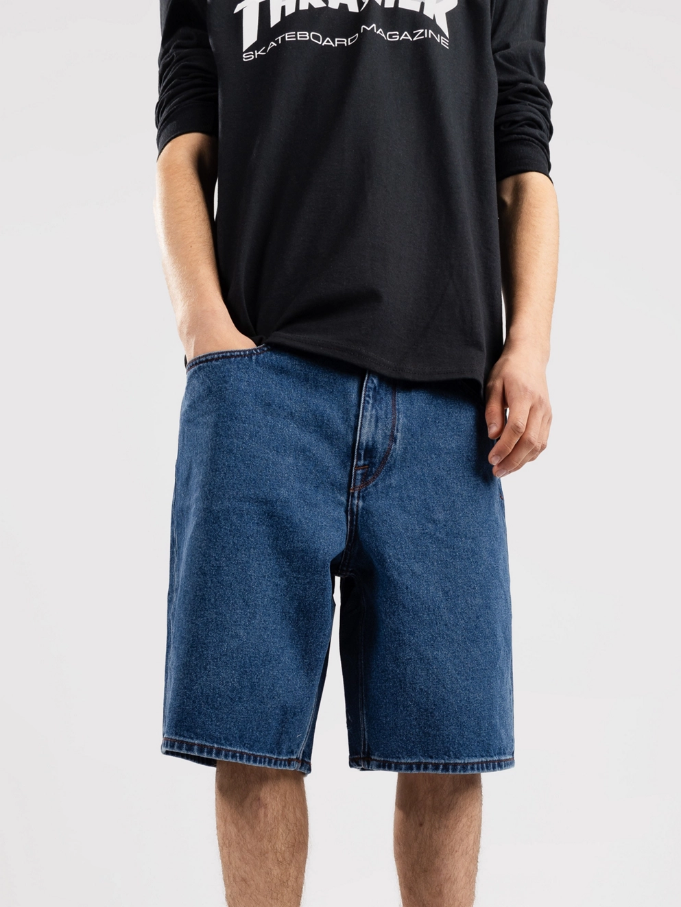 Volcom Billow Denim Shorts oliver mid blue