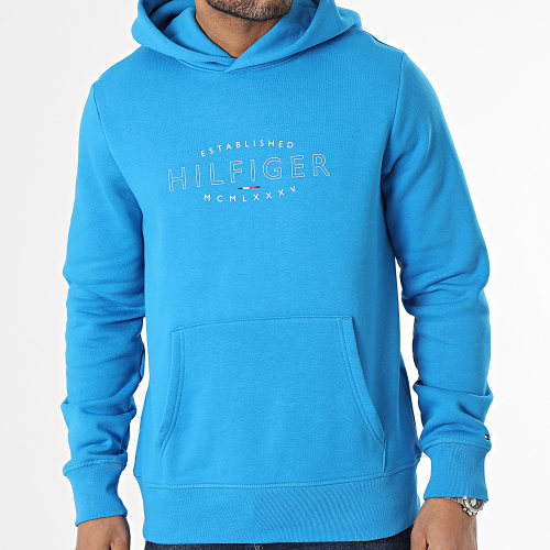 Sweat Capuche Hilfiger Curve Logo 0013 Bleu Clair