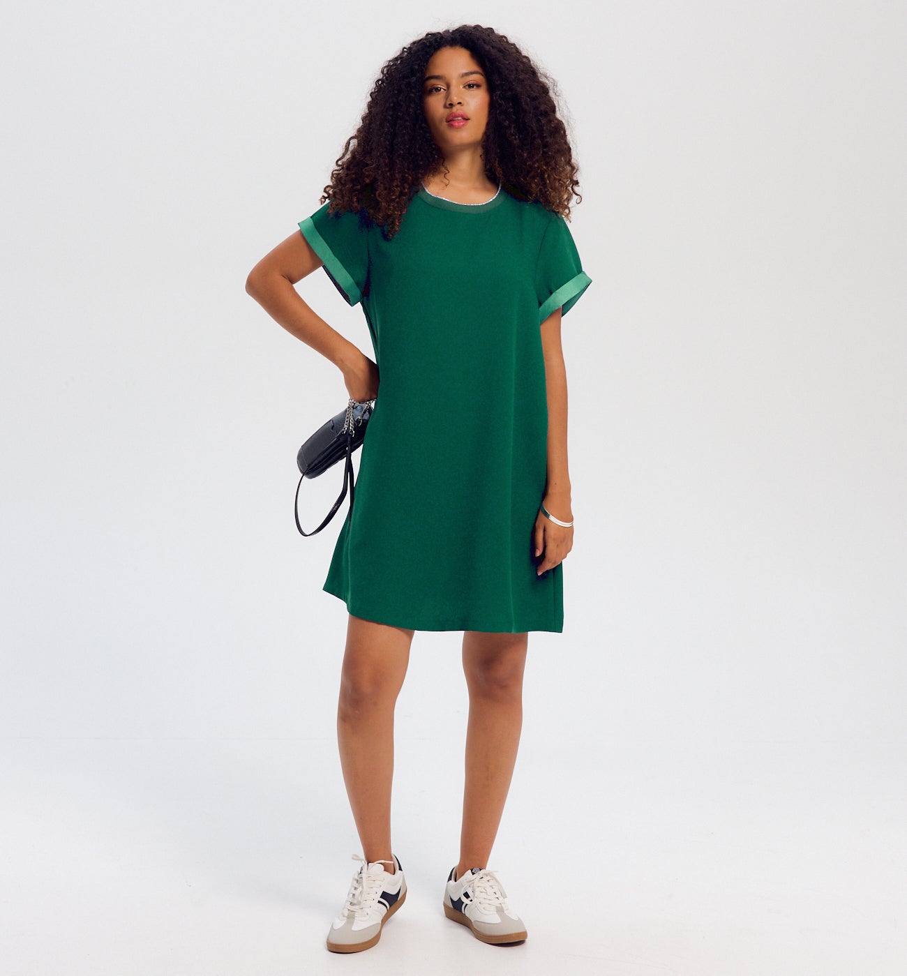 Robe manches courtes Femme - Vert émeraude